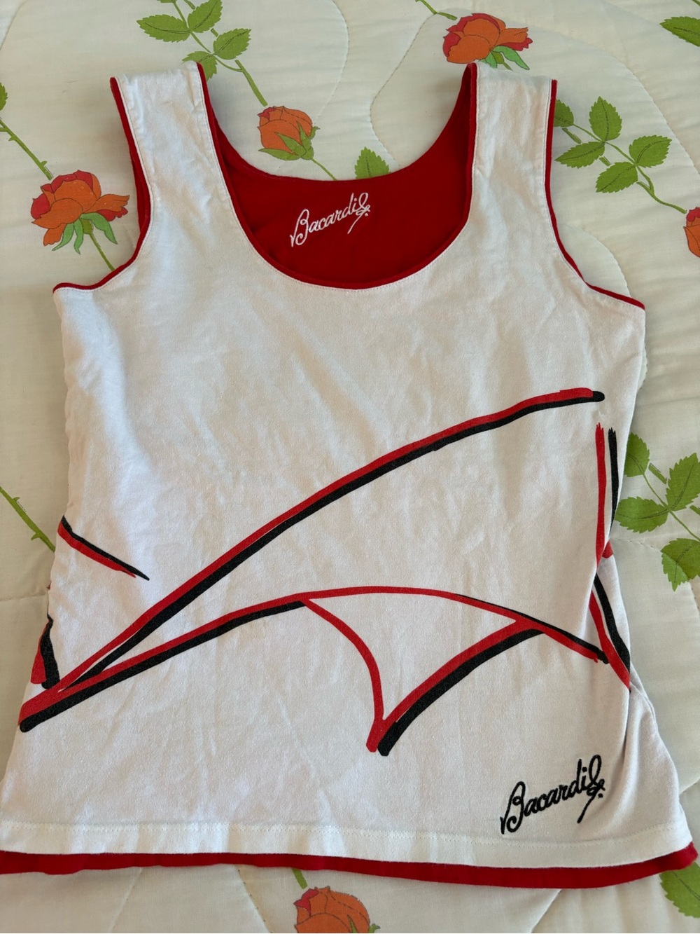 Bacardi White & Red Sleeveless Tank Top